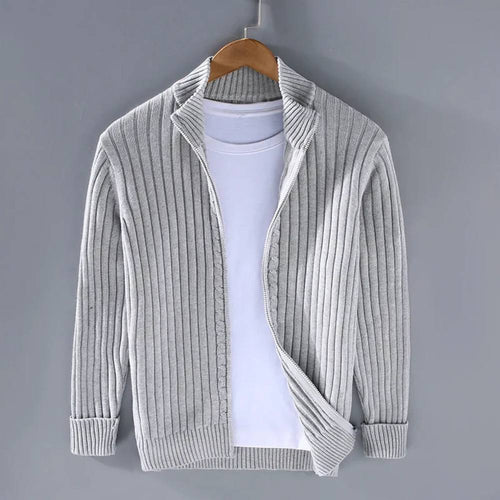 Slim Fit Zip Cardigan with Soft Knit Fabric and Ribbed Cuffs All Vera Mart