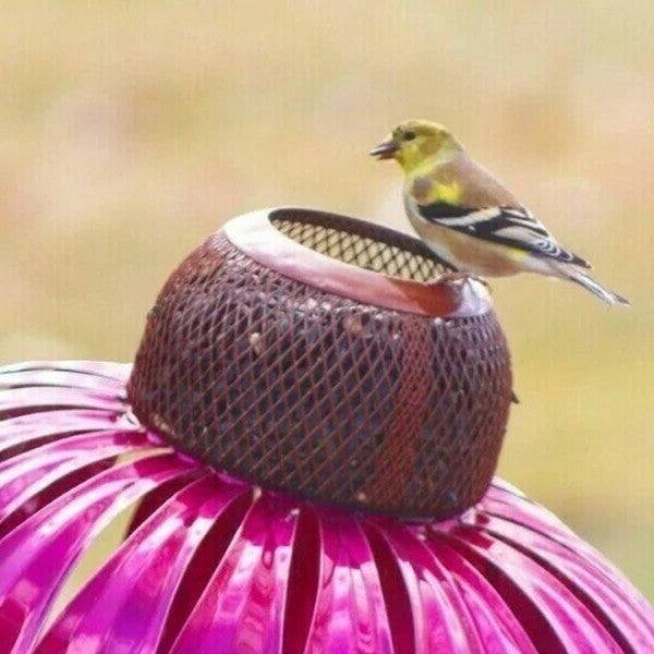 Mygametables Coneflower Bird Feeder Metal Garden Decor