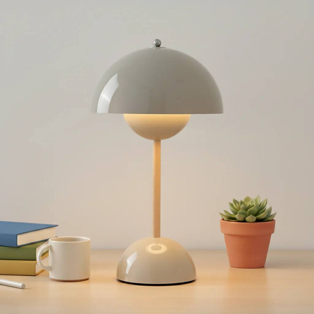 Scandinavian Modern Dimmable Table Lamp in Stainless Steel, 11.6 in Height