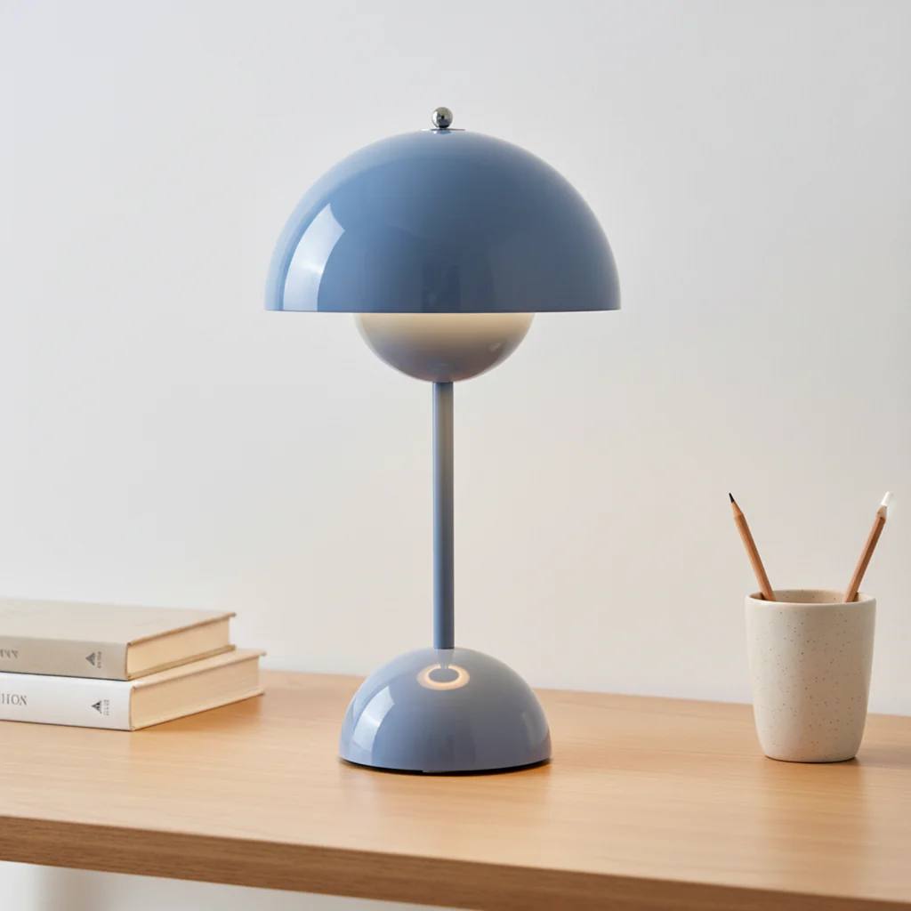 Scandinavian Modern Dimmable Table Lamp in Stainless Steel, 11.6 in Height