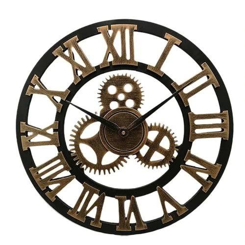 Industrial Wall Clock, Vintage Mechanical Design for Home or Office