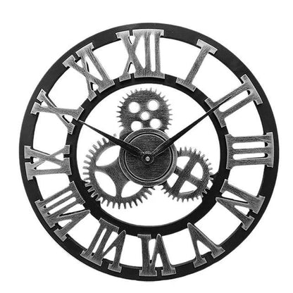 Industrial Wall Clock, Vintage Mechanical Design for Home or Office