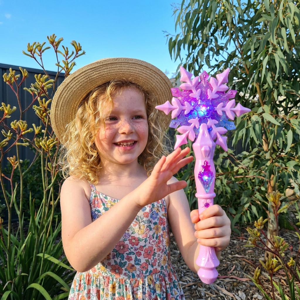 Glowing Snowflake Wand with Light Effects for Children Dress Up Play