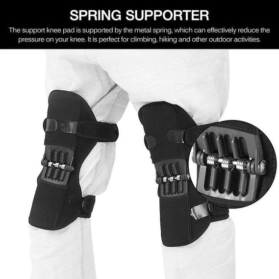 Spring Loaded Knee Pads with Dual Compression System and Adjustable Straps