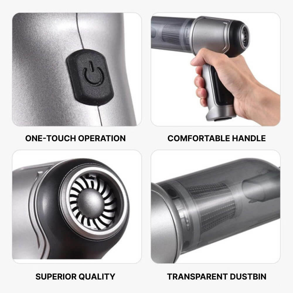 Cordless Handheld Vacuum with Turbo Suction and Snap-On Nozzle Attachment
