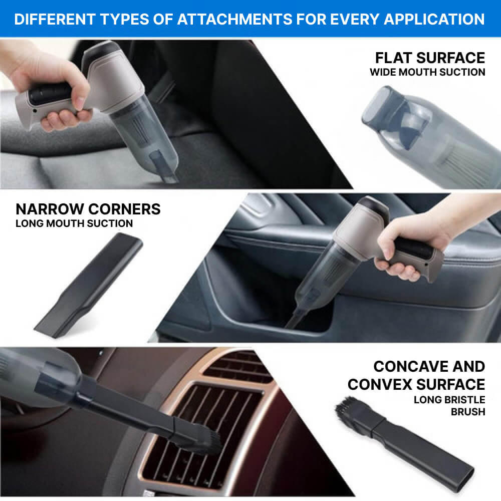 Cordless Handheld Vacuum with Turbo Suction and Snap-On Nozzle Attachment
