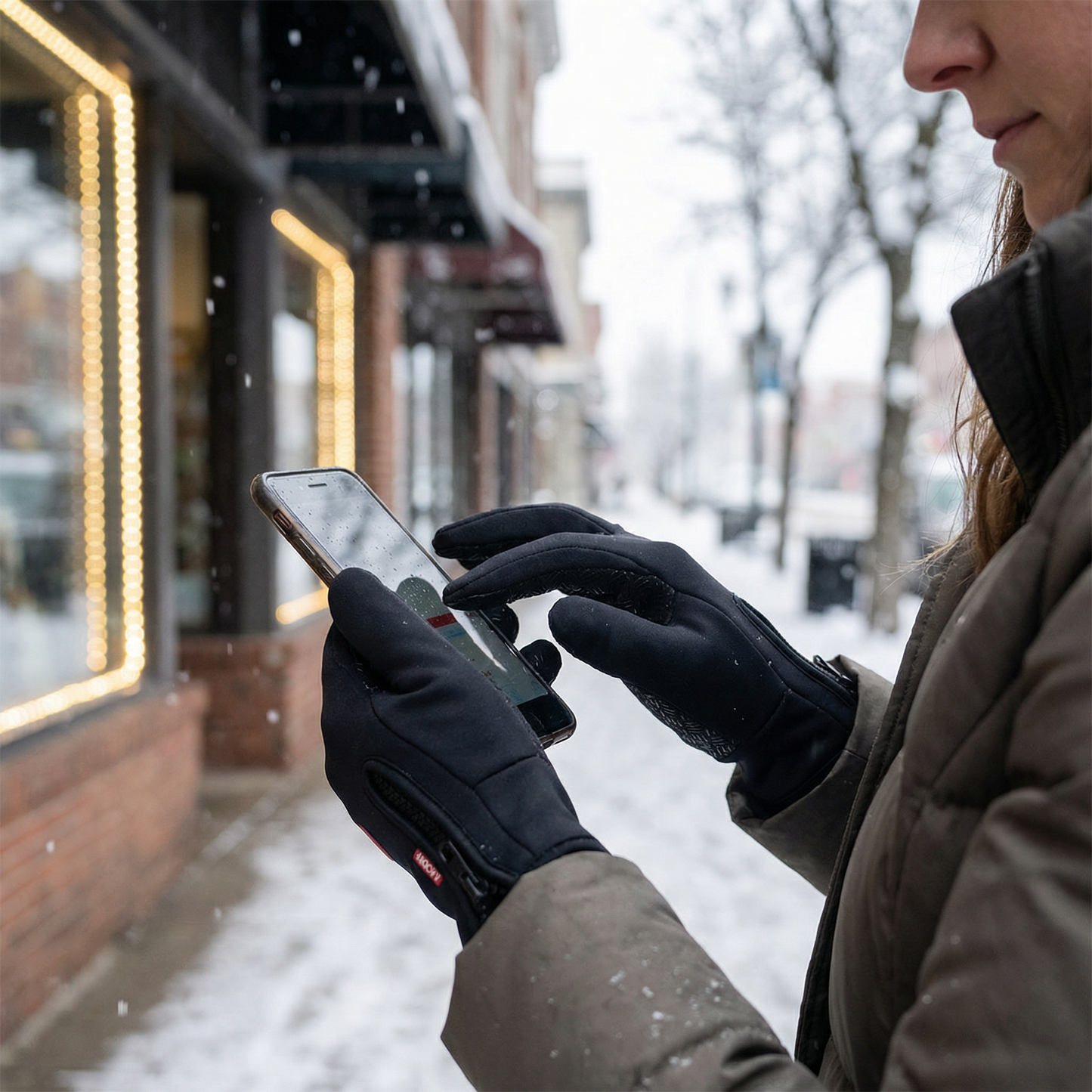 Touchscreen Winter Gloves with Conductive Fingertips and Silicone Grip