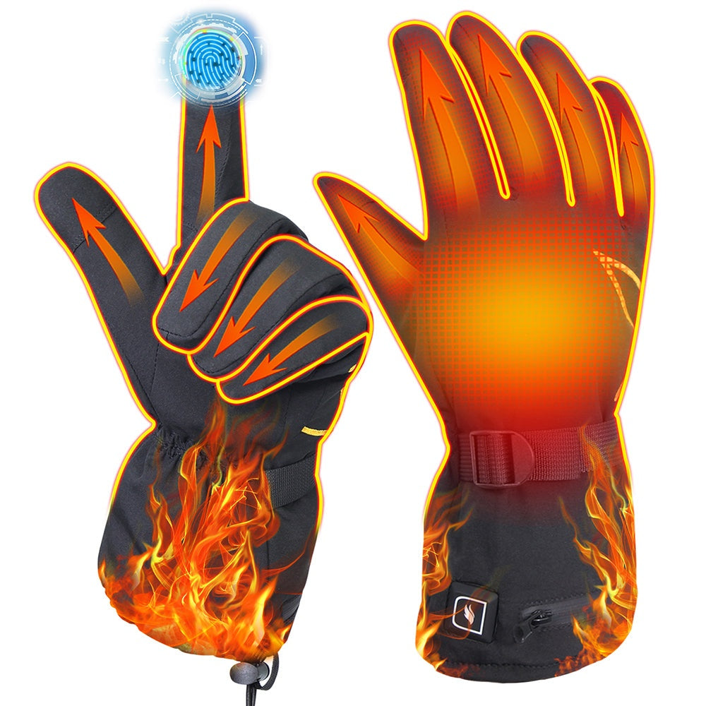 Rechargeable Heated Gloves with Touchscreen Fingers and 3 Temperature Settings