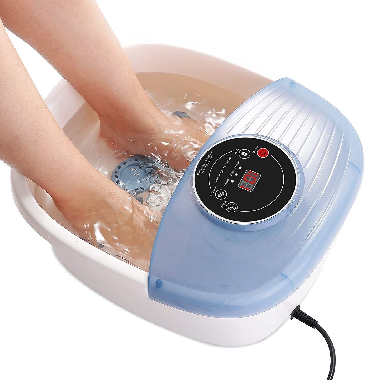 Foot Bath with Bubble Jets and Vibration Massage Rollers, Heated Water