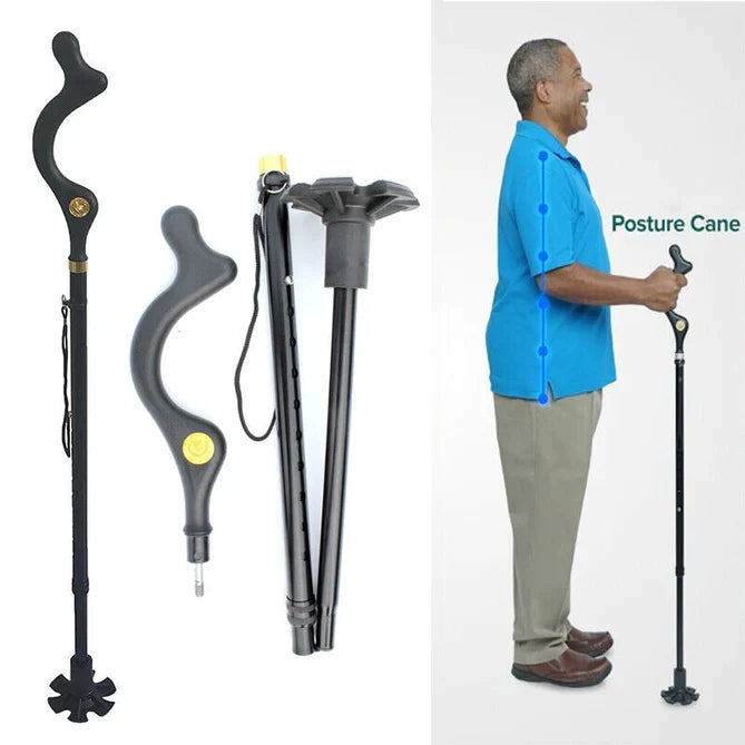 Adjustable Walking Stick with 12 Height Settings and 360-Degree Rotating Tip, 300lb Capacity