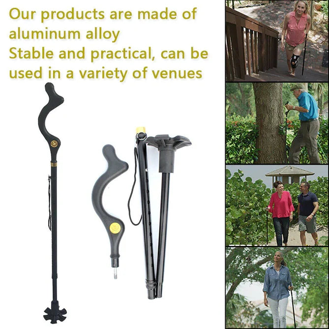 Adjustable Walking Stick with 12 Height Settings and 360-Degree Rotating Tip, 300lb Capacity