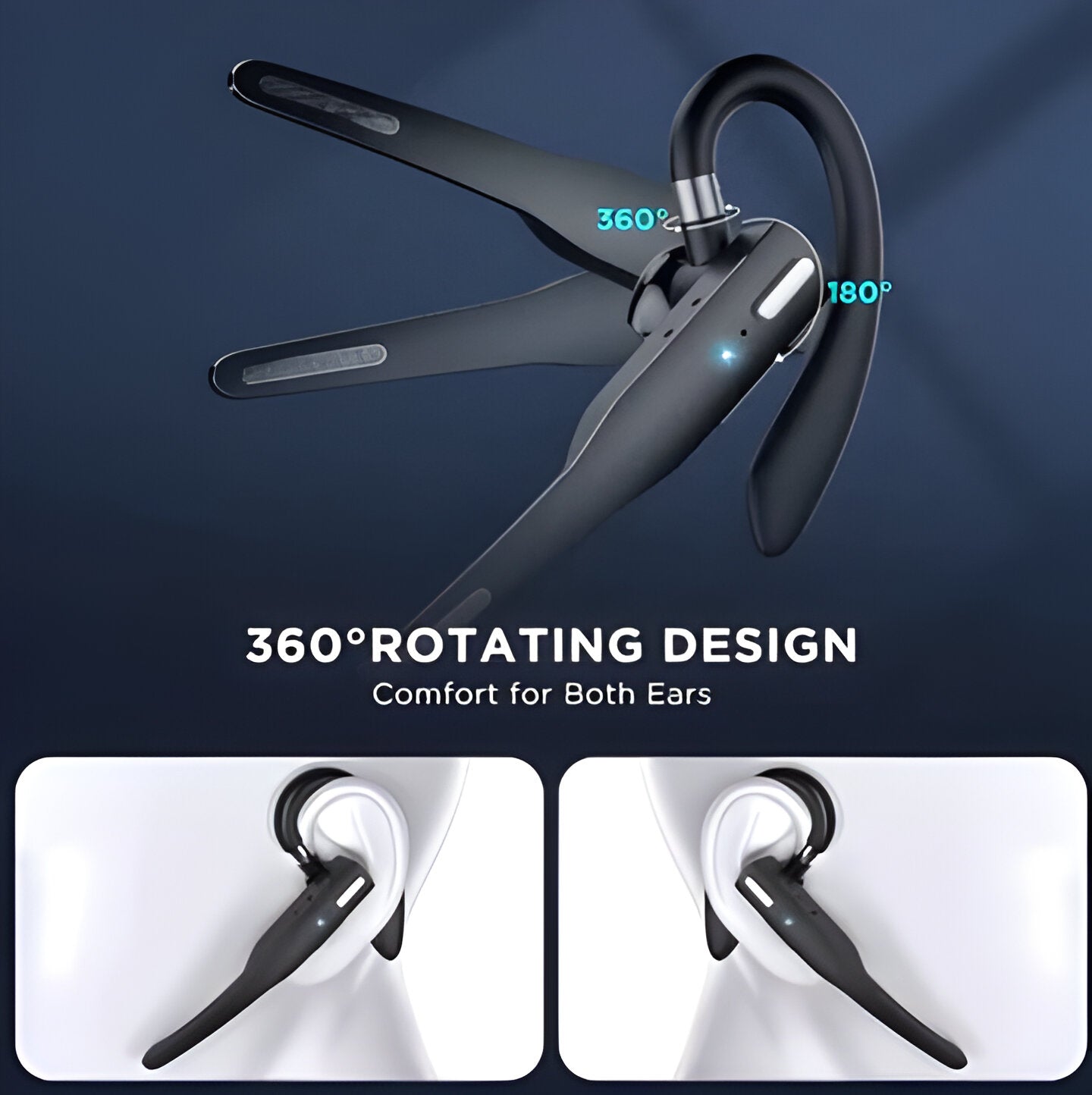 Wireless Dual-Mic Bluetooth Headset for Hands-Free Calling