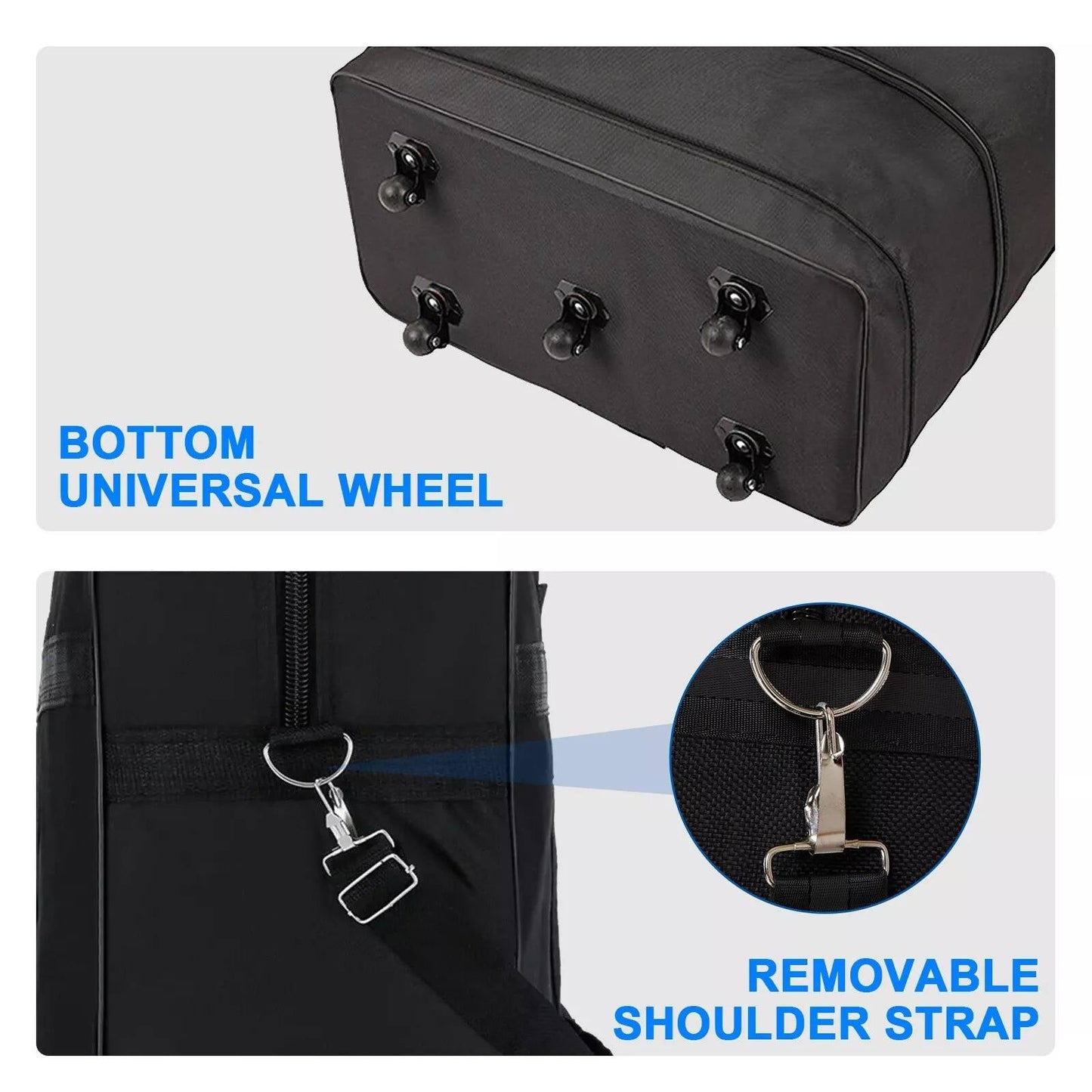 Rolling Duffle Bag with Five Rotating Wheels and Expandable Compartments, 42in