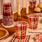 Plaid Thanksgiving Cups with Give Thanks Script and Brown Burgundy Blue Pattern, 16-Count