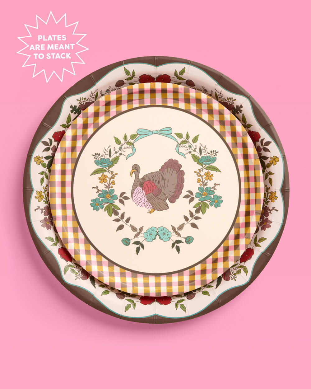 Iridescent Harvest Paper Plates with Dual Sizes and Mixed Patterns, 32 Count