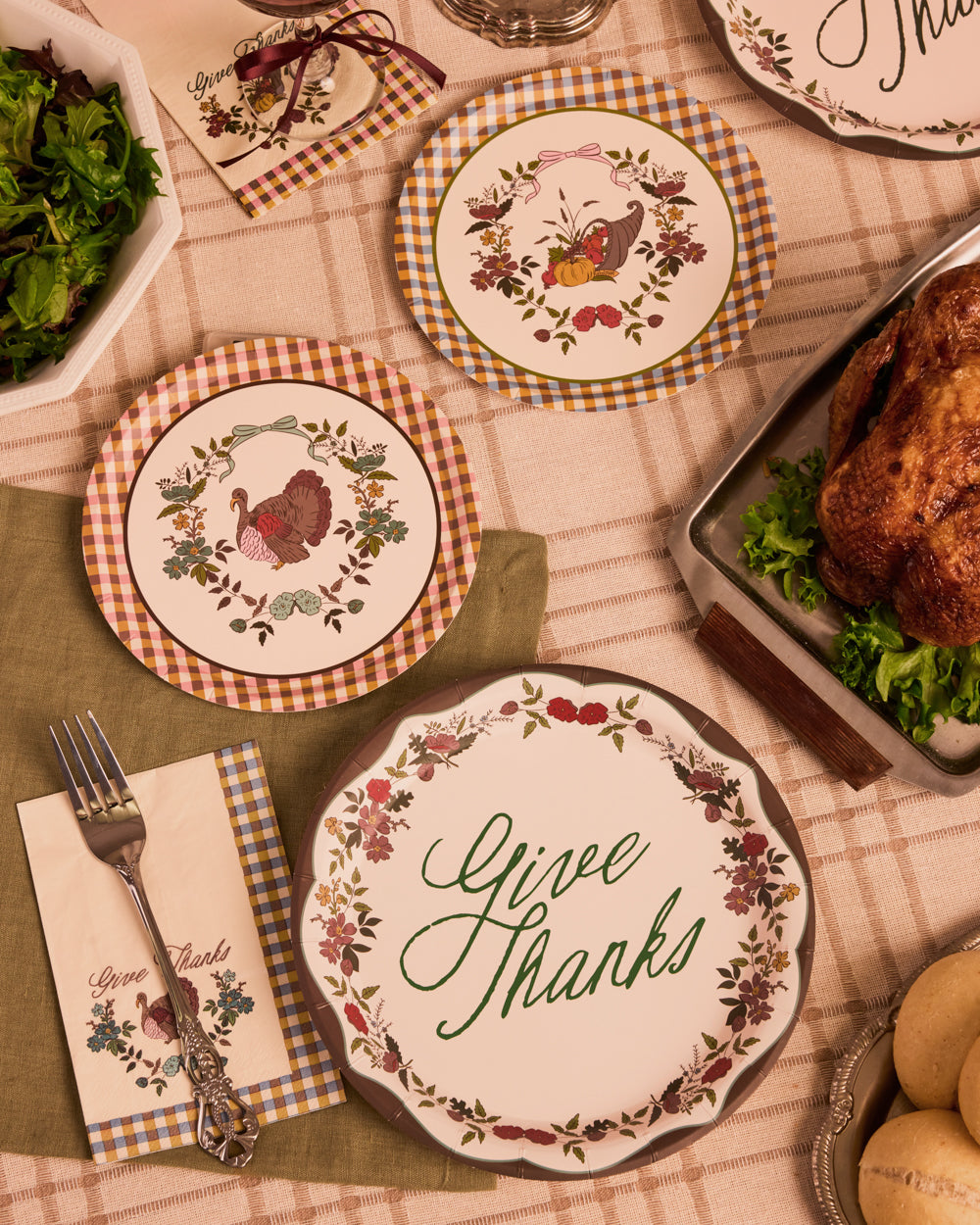 Iridescent Harvest Paper Plates with Dual Sizes and Mixed Patterns, 32 Count