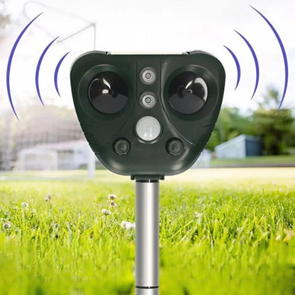 Solar Bird Repeller with Ultrasonic Sound and LED Flashing, 30ft Detection Range