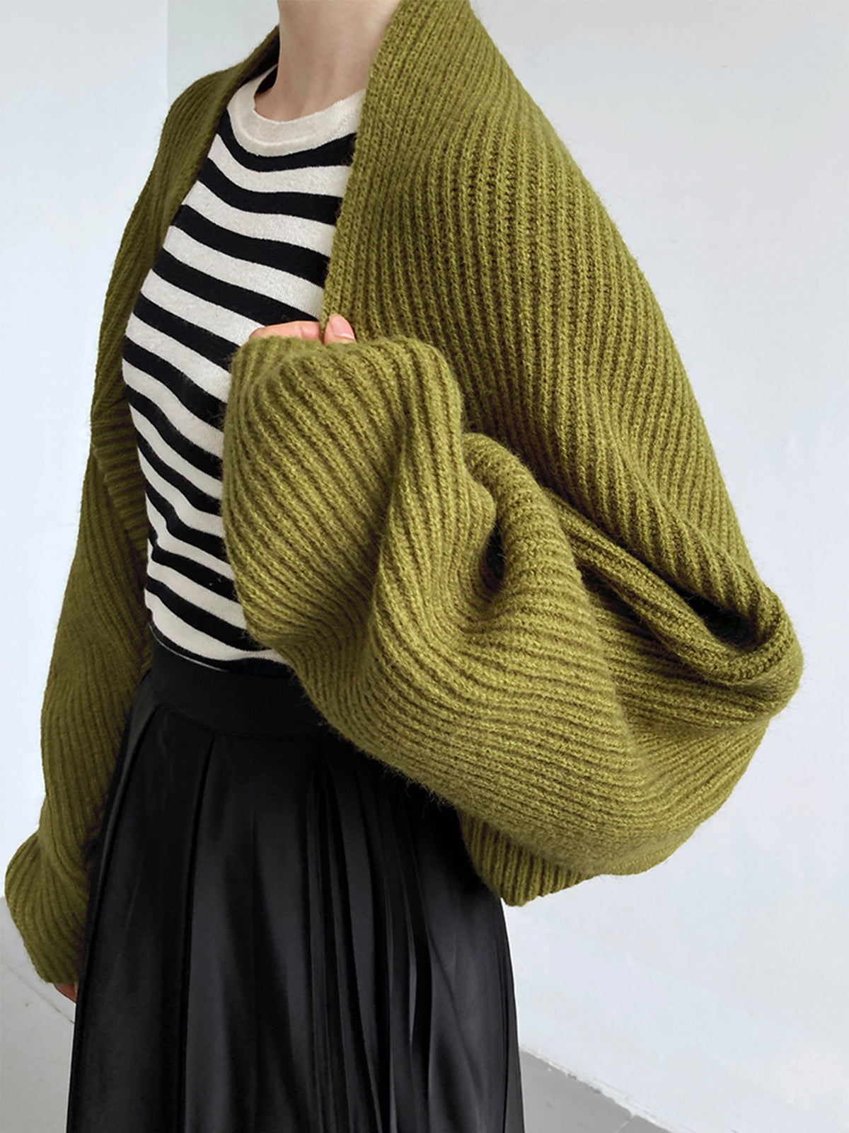 Knit Shrug Cardigan with Shift Fit and Full Sleeve Coverage