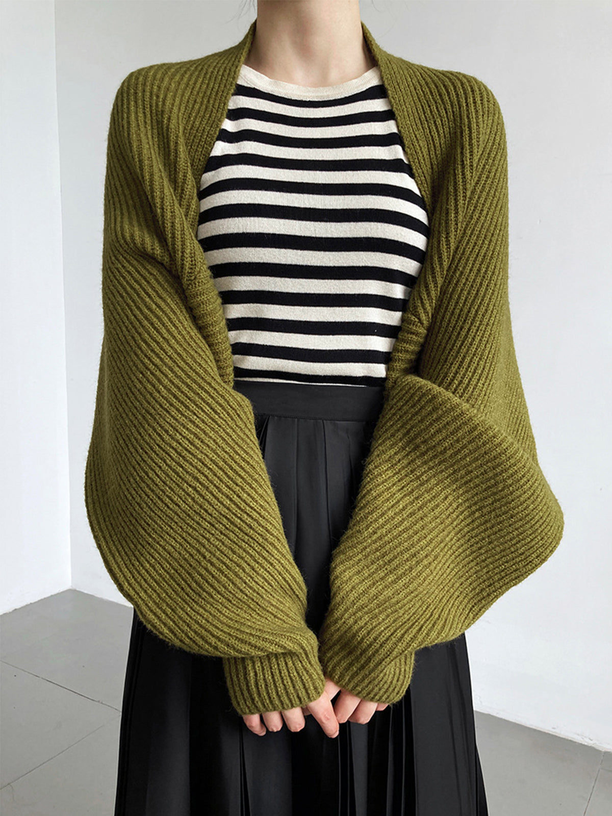 Knit Shrug Cardigan with Shift Fit and Full Sleeve Coverage
