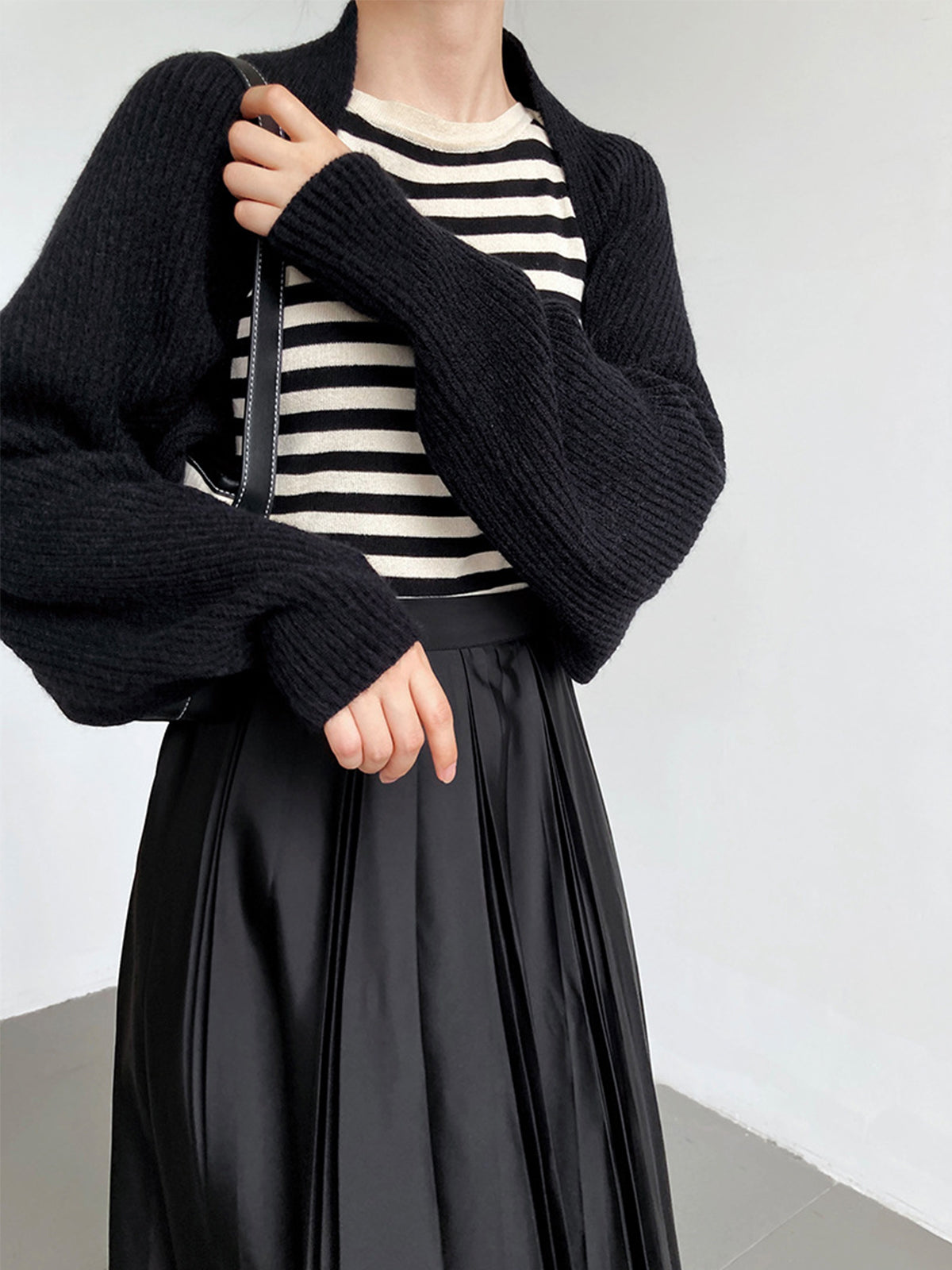 Knit Shrug Cardigan with Shift Fit and Full Sleeve Coverage