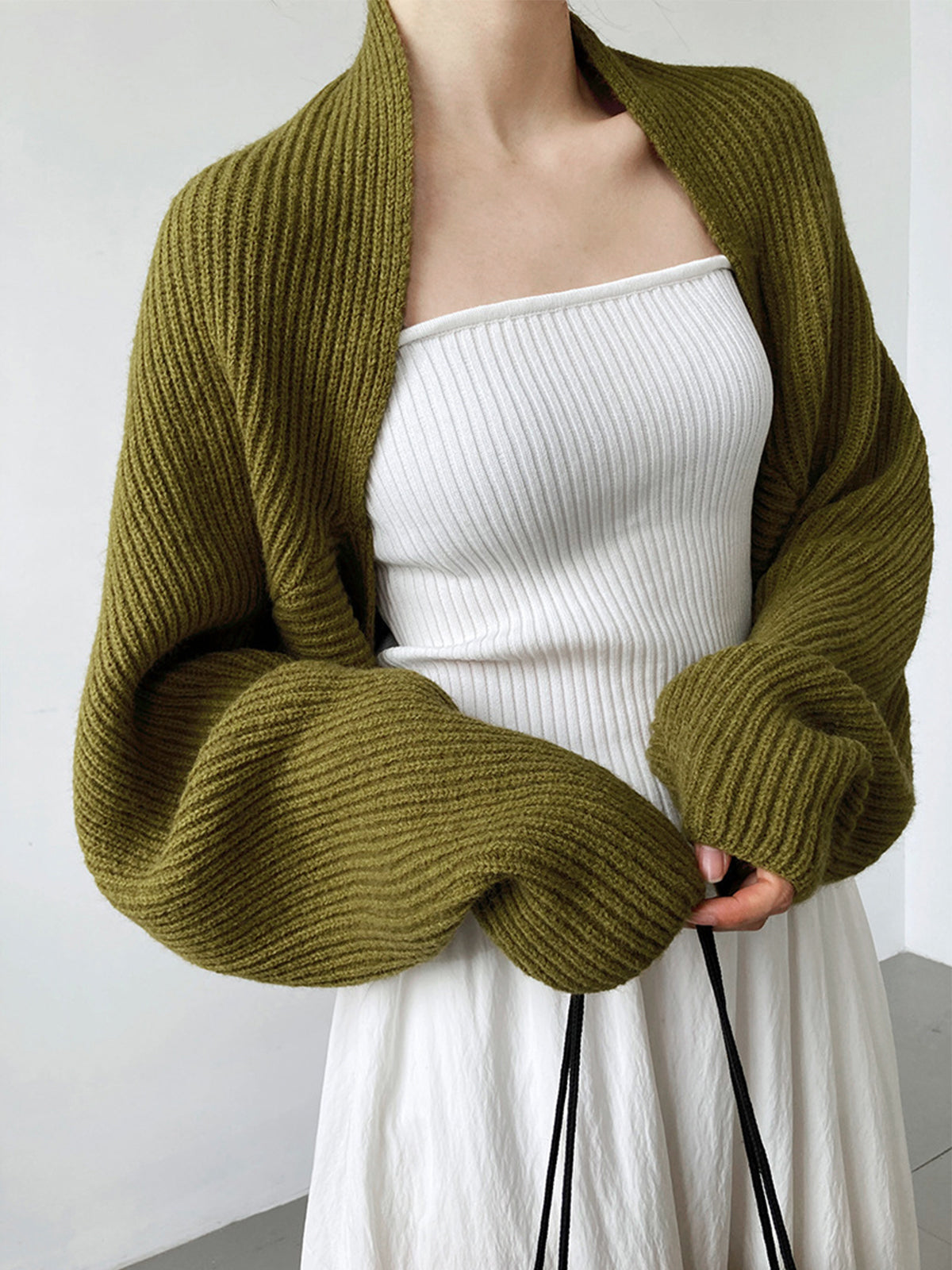 Knit Shrug Cardigan with Shift Fit and Full Sleeve Coverage