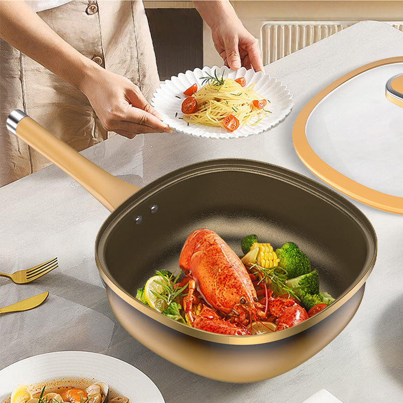 Nonstick Titanium Ceramic Pot with Iron Core Base and Glass Lid, 30cm