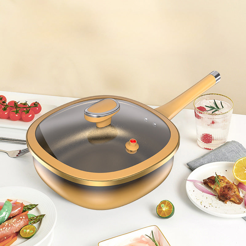 Nonstick Titanium Ceramic Pot with Iron Core Base and Glass Lid, 30cm