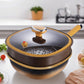Nonstick Titanium Ceramic Pot with Iron Core Base and Glass Lid, 30cm