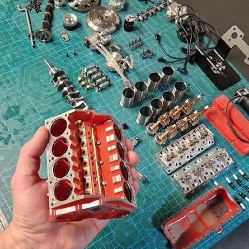 Working V8 Engine Model Kit with Ignition Module and Moving Pistons for RC All Vera Mart