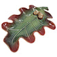 Ceramic Oak Leaf Serving Dish with Raised Edges, 10x7.75 inches