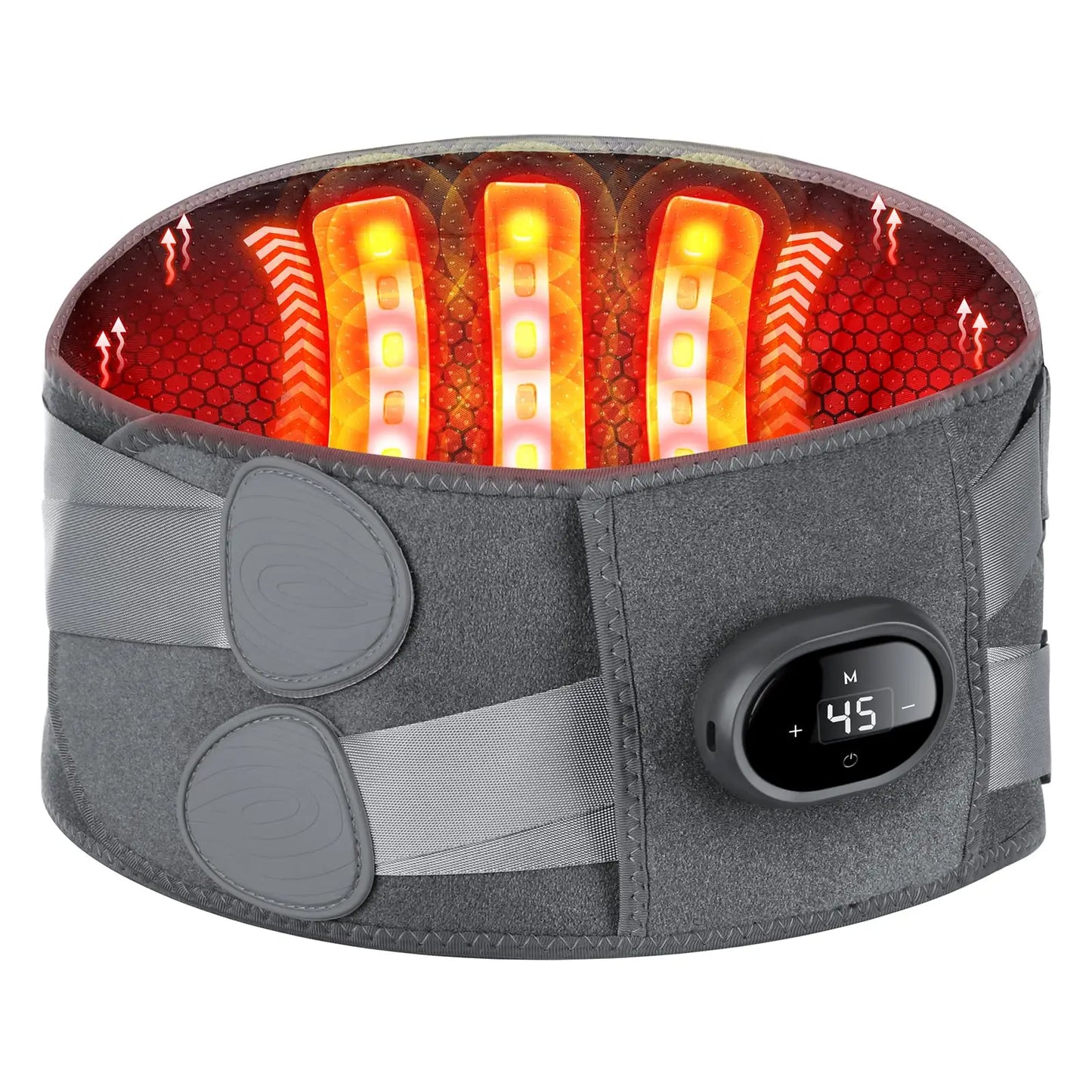Cordless Lower Back Massager with Infrared Heat and Vibration, Digital Display