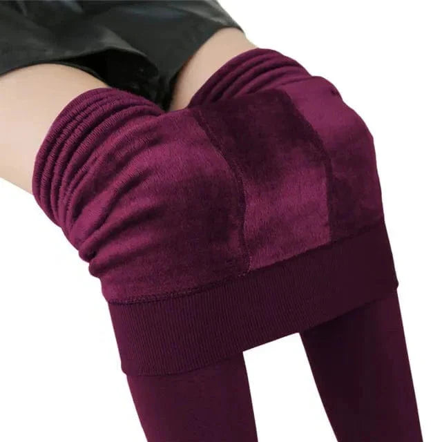 Lined Fleece Leggings with High-Rise Waist and Four-Way Stretch, Brushed Interior