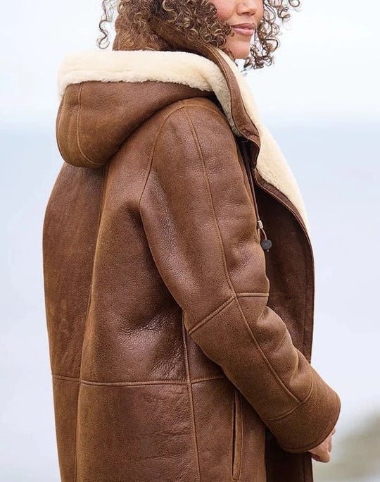Long Down Jacket with Hood and Extended Coverage for Women, Winter