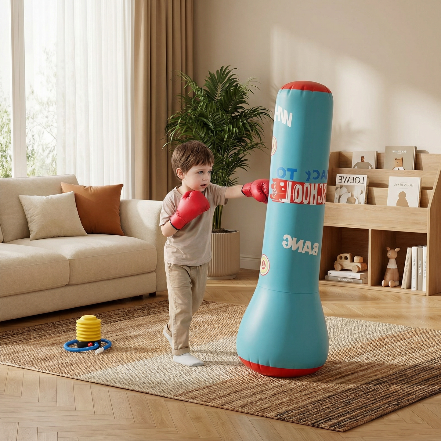 Inflatable Punching Bag for Kids with Water-Filled Base and Self-Righting Design