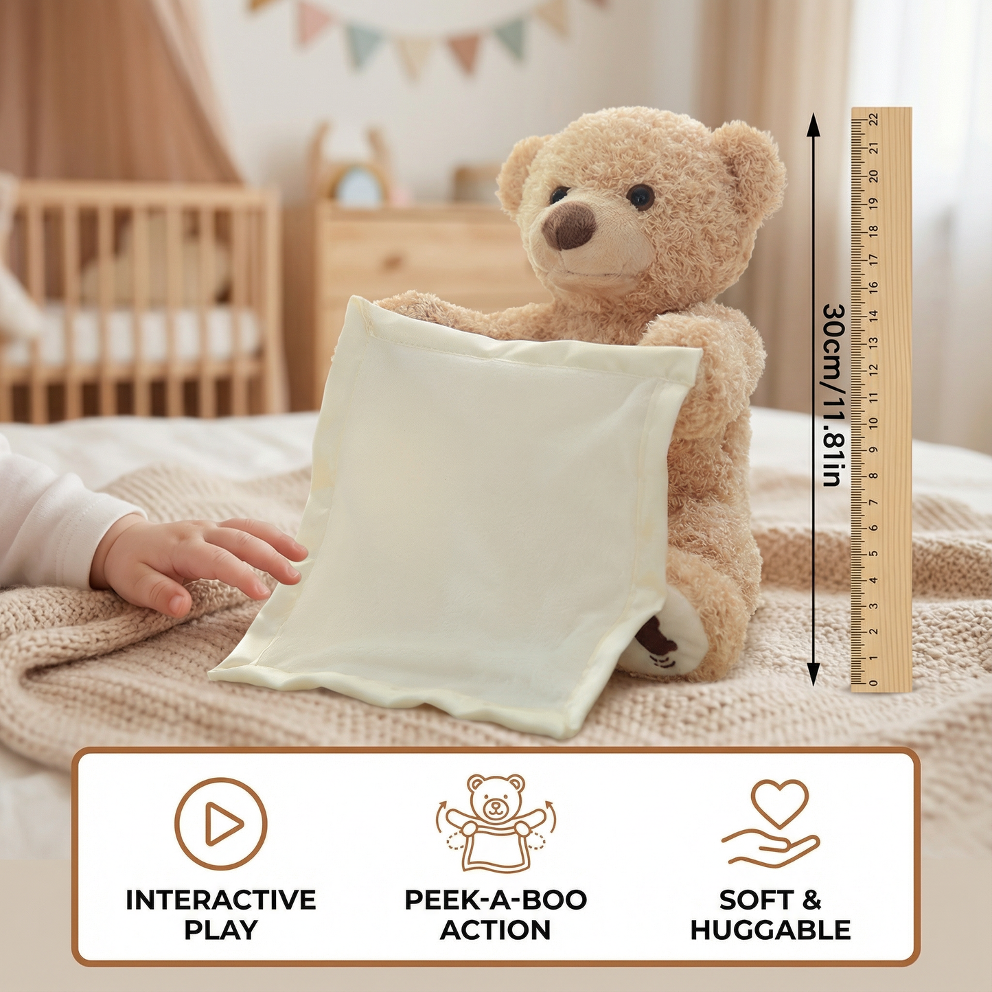 Interactive Plush Bear with Voice Responses and Gentle Movement for Toddlers