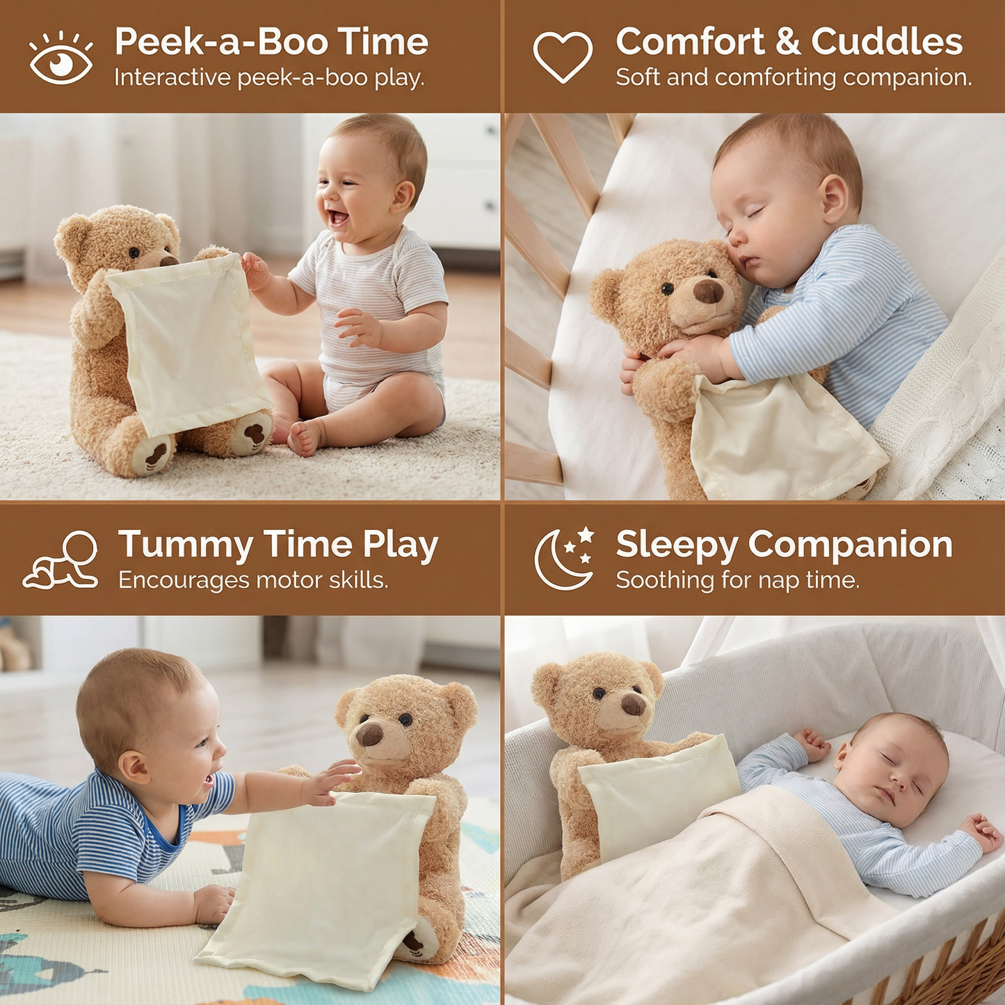 Interactive Plush Bear with Voice Responses and Gentle Movement for Toddlers