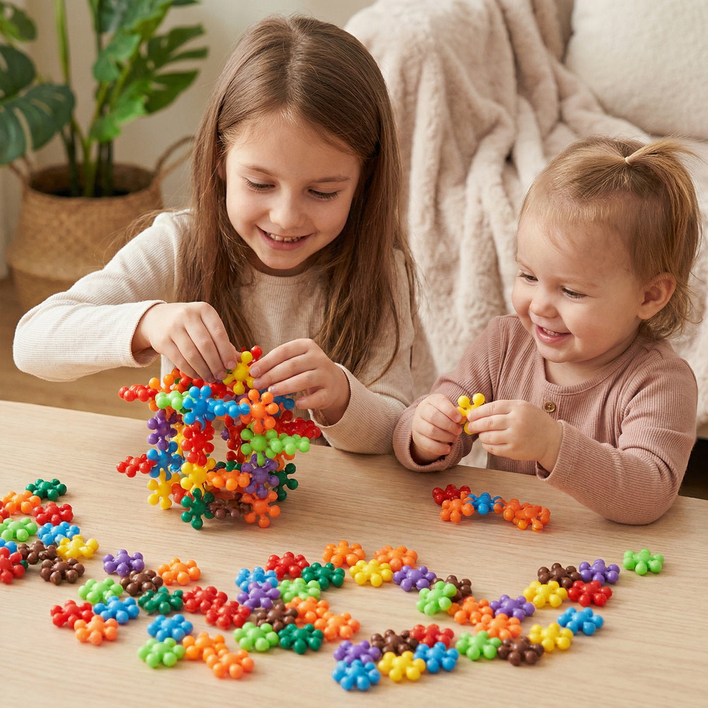 Snowflake Building Blocks with Snap Connection Design and Storage Box