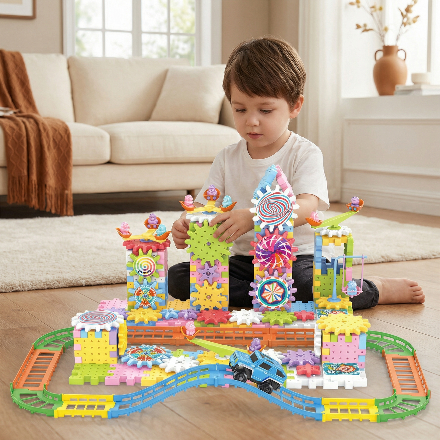 Gear Building Blocks with Rotating Mechanical System and 203 Pieces