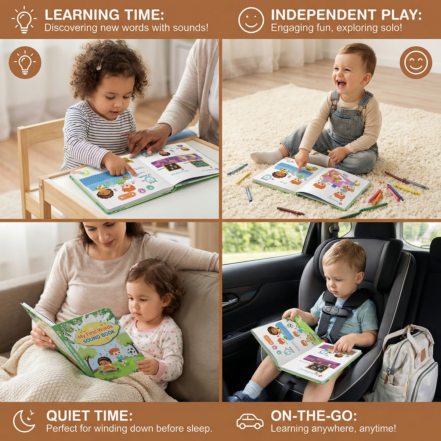 Interactive Sound Book with Audio Buttons and Colorful Pictures for Toddlers 12 Months Up