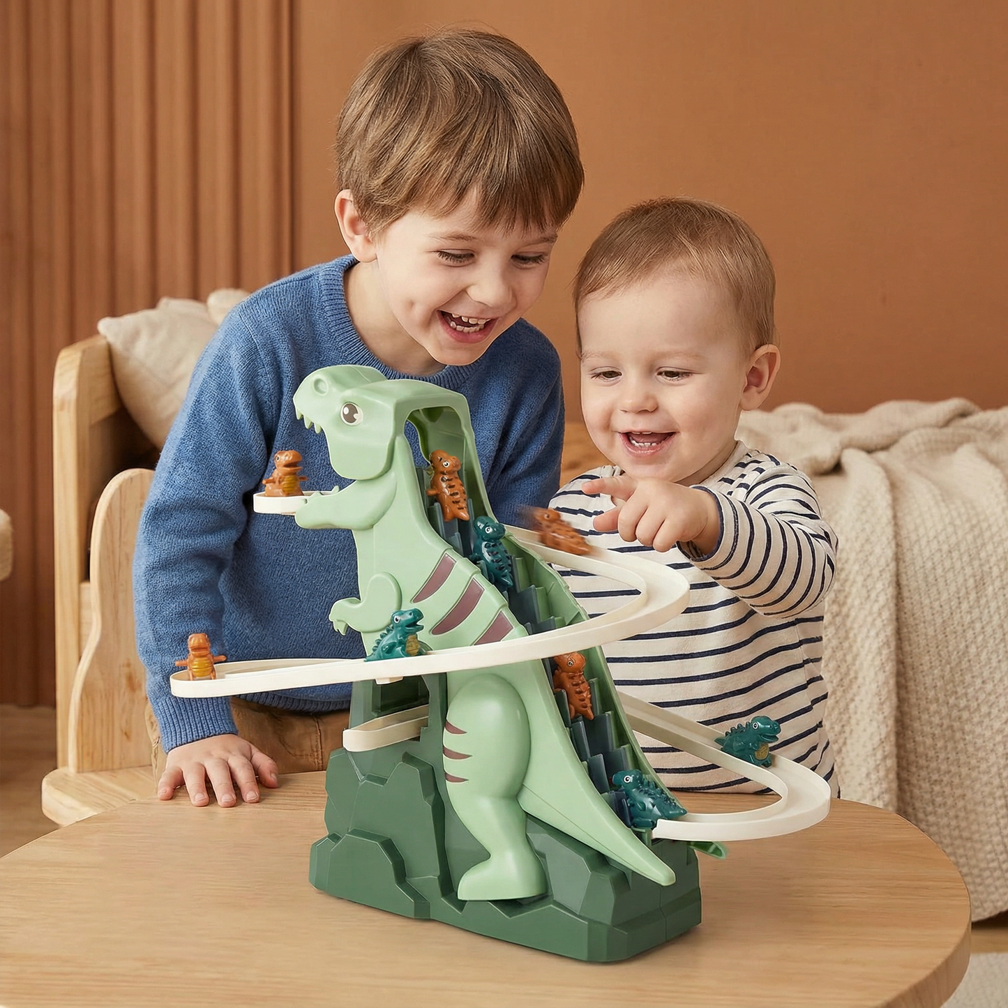 Dinosaur Slide with Built-In Steps and Stable Frame for Toddlers
