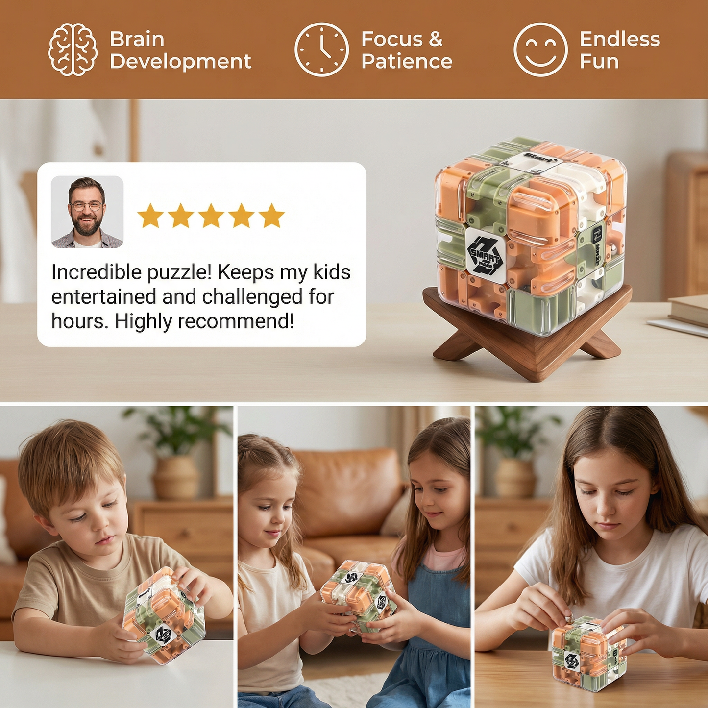 Labyrinth Ball Maze Cube with Clear Puzzle Design