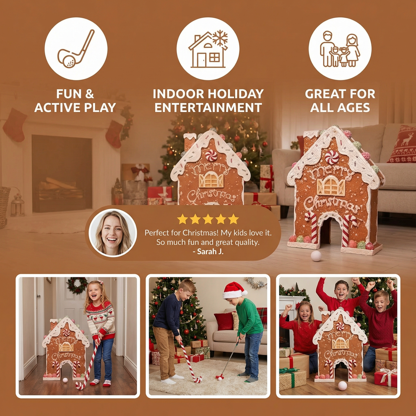Holiday Gingerbread Mini Golf Set with Putter and Ball