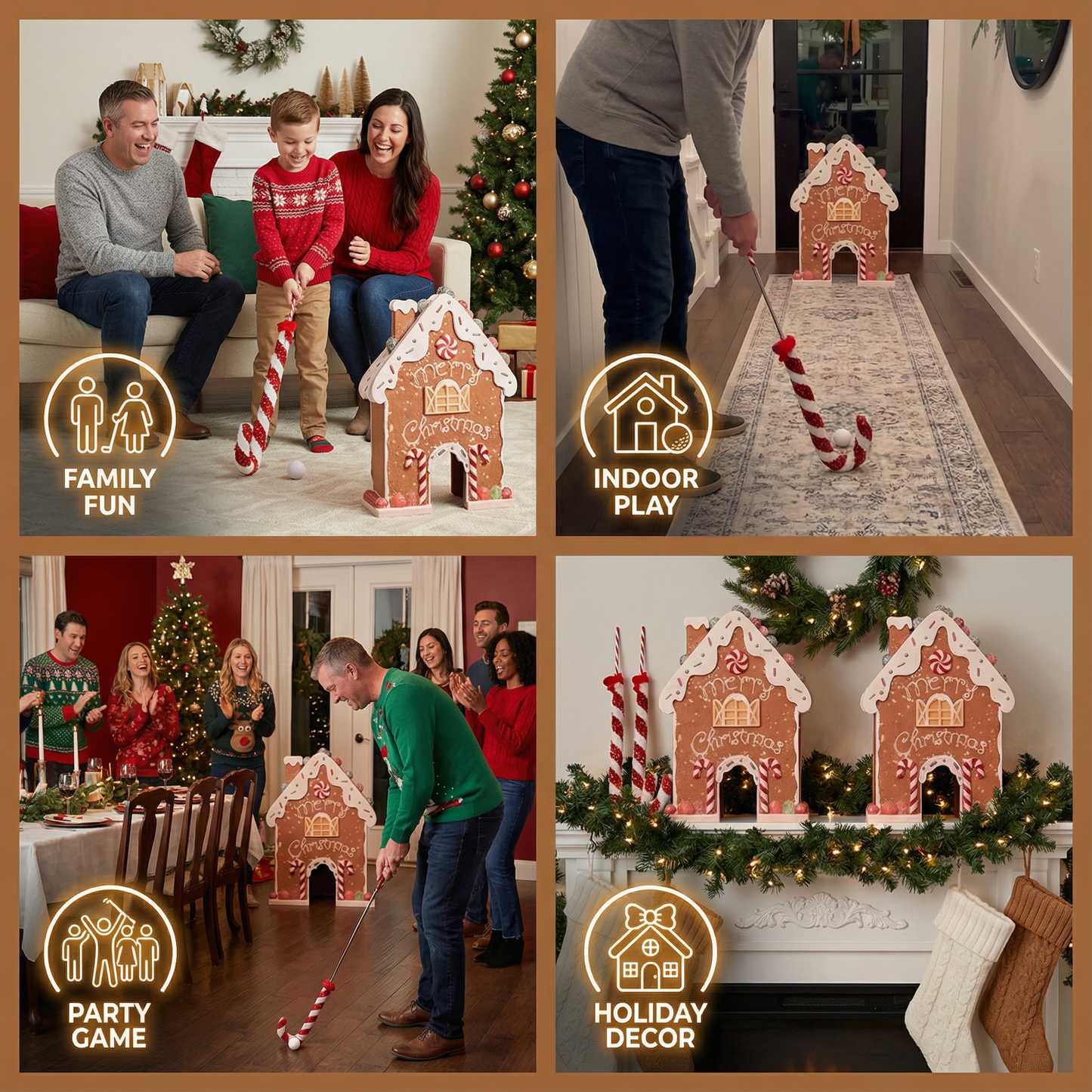 Holiday Gingerbread Mini Golf Set with Putter and Ball