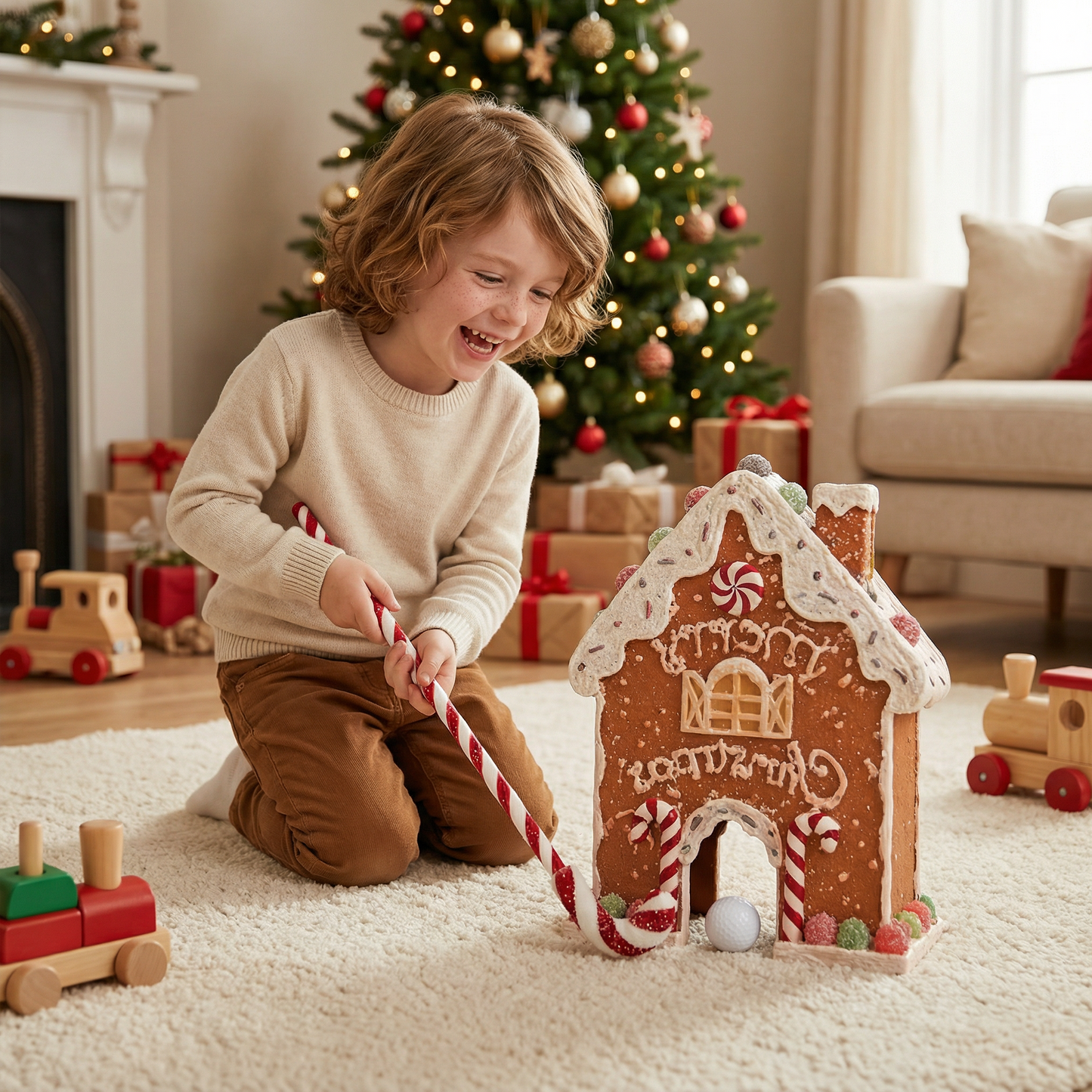 Holiday Gingerbread Mini Golf Set with Putter and Ball
