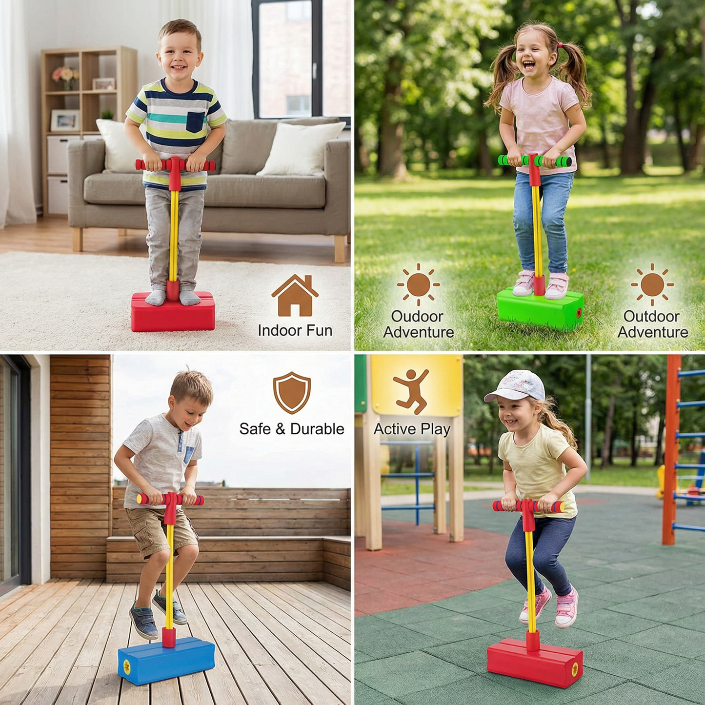 Pogo Jumper with Foam Base and Secure Handle for Kids Indoor Outdoor Play