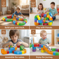 Train Track Building Set with 81 Snap Together Pieces and Moving Train