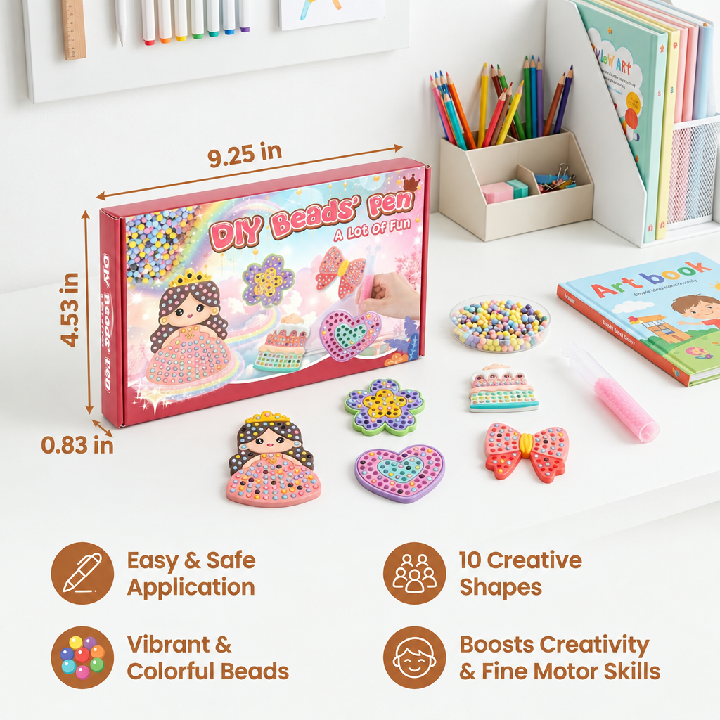 Bead Painting Kit for Kids with Sorted Beads and Picture Templates
