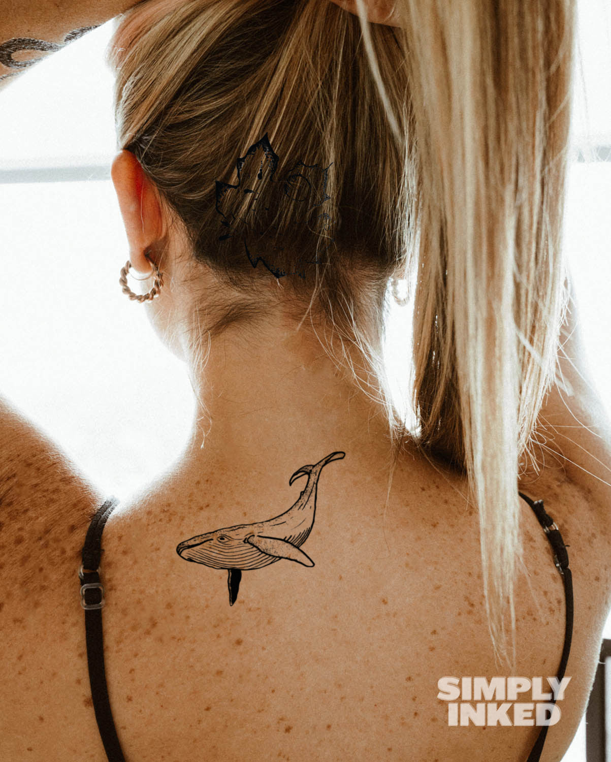 Whale Temporary Tattoo with Pigment Formula, 2.5x4 Inches, 14-Day Wear