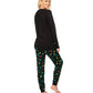 Womens Christmas Lights Pajama Set with Get Lit Slogan Top and Printed Pants