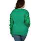 Plus Size Button Front Cardigan with Sewn-In Ornaments and Metallic Tinsel